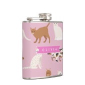 Personalisiertes süßes rosa Katzenmuster-Geschenk  Flachmann (Rechts)