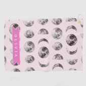Personalisiertes süßes rosa Katzenmuster-Geschenk  Golfhandtuch (Horizontal)