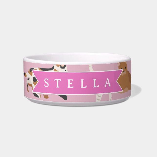 Personalisiertes süßes rosa Katzenmuster-Geschenk  Napf (Vorderseite)