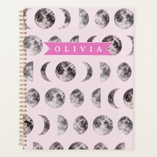 Personalisiertes süßes rosa Katzenmuster Geschenk  Planer (Vorderseite)