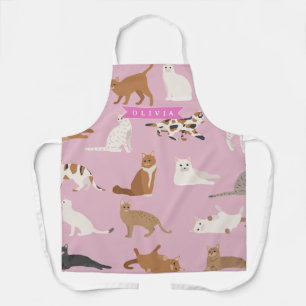 Personalisiertes süßes rosa Katzenmuster-Geschenk Schürze