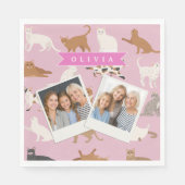 Personalisiertes süßes rosa Katzenmuster-Geschenk Serviette (Vorderseite)