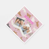 Personalisiertes süßes rosa Katzenmuster-Geschenk Serviette (Ecke)