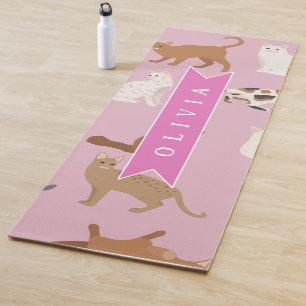 Personalisiertes süßes rosa Katzenmuster Geschenk Yogamatte