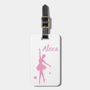 Personalisiertes Süßes Rosa Kinder-Ballerina-Gepäc Gepäckanhänger