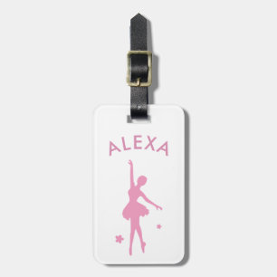 Personalisiertes Süßes Rosa Kinder-Ballerina-Gepäc Gepäckanhänger