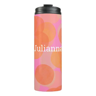 Personalisiertes Süßes Rosa Orange Geometrisches W Thermosbecher