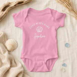 Personalisiertes süßes rosa Strandmädchen-Baby-Sho Baby Strampler