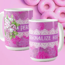 Personalisiertes süßes Rosa und Lila Weihnachten Kaffeetasse