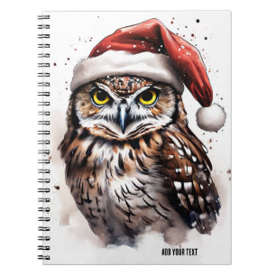 PERSONALISIERTES Süßes Weihnachts-Eulen-Notizbuch Notizblock