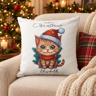 Personalisiertes süßes Weihnachts-Kätzchen Kissen