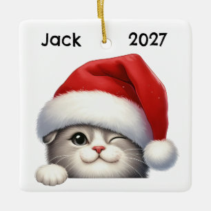 Personalisiertes süßes Weihnachts-Schottische-Falt Keramikornament