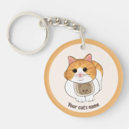 Personalisiertes süßes weißes orange Katzenliebhab Schlüsselanhänger