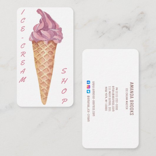 Personalisiertes Süßwarencreme Visitenkarte (Vorne/Hinten)