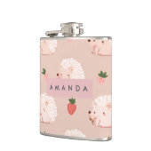 Personalisiertes Sweet Igel & Strawberry Muster Flachmann (Links)