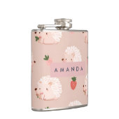 Personalisiertes Sweet Igel & Strawberry Muster Flachmann (Rechts)