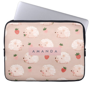 Personalisiertes Sweet Igel & Strawberry Muster Laptopschutzhülle