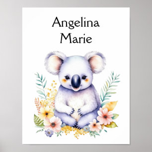 Personalisiertes Sweet Koala Bear Baby Kinderzimme Poster