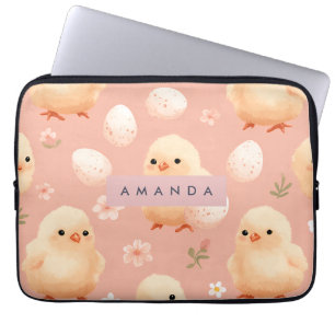 Personalisiertes Sweet Pastel Baby Chick Muster Laptopschutzhülle