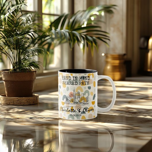 Personalisiertes Sydney Memory - Line Art Sehenswü Zweifarbige Tasse