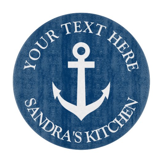 Personalisiertes Symbol für den blauen Schiffsanke Schneidebrett (Vorderseite)