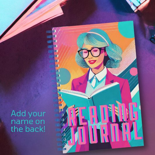 Personalisiertes Synthwave Reading Journal Notizblock