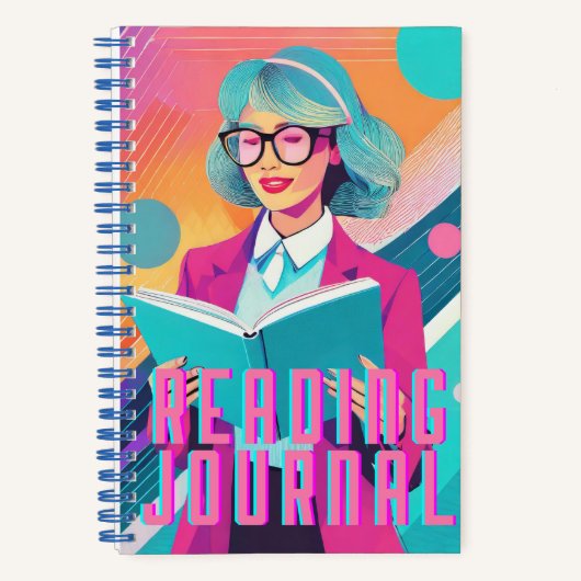 Personalisiertes Synthwave Reading Journal Notizblock (Vorderseite)