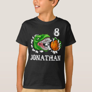Personalisiertes T-Rex Basketball 8. Geburtstag Di T-Shirt