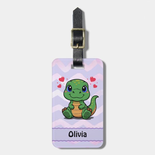 Personalisiertes T-Rex-Dinosaurier-Gepäckanhänger Gepäckanhänger (Vorderseite vertikal)