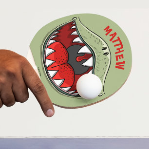 Personalisiertes T-rex Dinosaurier Mund Kinder Car Tischtennis Schläger