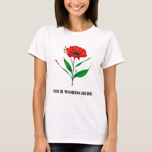 Personalisiertes T-Shirt mit blühender Blume (Vorderseite)