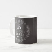 Personalisiertes Tafel-Monogramm-Hochzeits-Datum Kaffeetasse (Vorderseite Links)