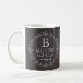 Personalisiertes Tafel-Monogramm-Hochzeits-Datum Kaffeetasse (Links)