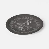 Personalisiertes Tafel-Monogramm-Hochzeits-Datum Pappteller (Schrägansicht)