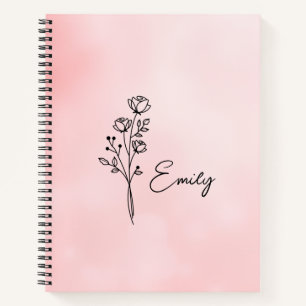 Personalisiertes Tagebuch mit Geburtsblume, Geburt Notizblock