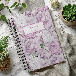 Personalisiertes Tagebuch mit rosa Pfingstrosen Notizblock