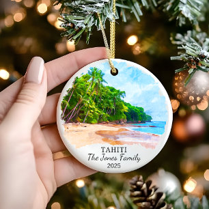 Personalisiertes Tahiti-Ornament, Französisch-Poly Keramik Ornament
