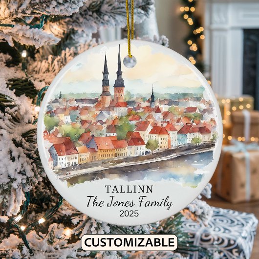 Personalisiertes Tallinn-Ornament, Estland, Gesche Keramik Ornament