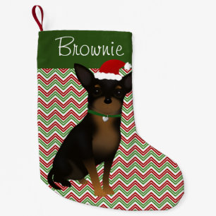 Personalisiertes Tan und Black Chihuahua Kleiner Weihnachtsstrumpf