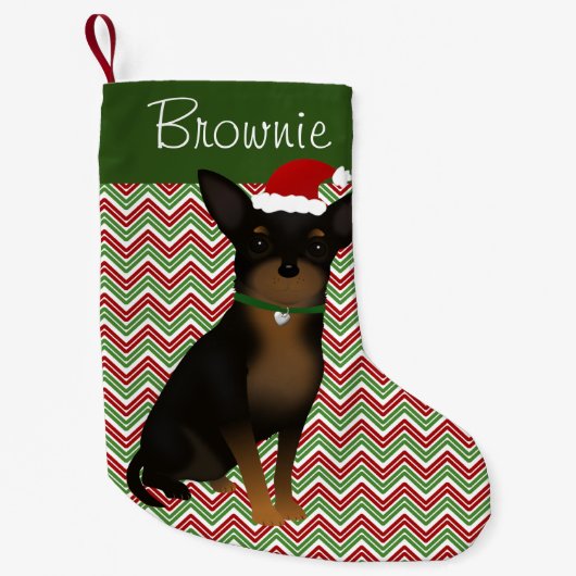 Personalisiertes Tan und Black Chihuahua Kleiner Weihnachtsstrumpf (Vorderseite)