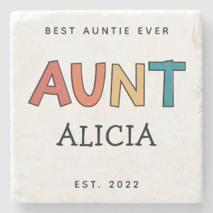 Personalisiertes Tante Retro-Geschenk Beste Tante  Steinuntersetzer