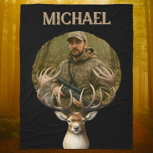 Personalisiertes Tarnung-Hirschjäger-Foto-Geschenk Fleecedecke