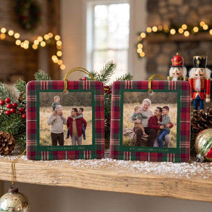 Personalisiertes Tartan-Karofamilienfoto Keramikornament