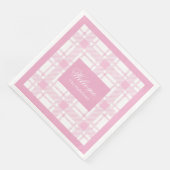 Personalisiertes Tartan Napkins Elegantes rosa Des Serviette (Ecke)