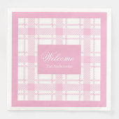 Personalisiertes Tartan Napkins Elegantes rosa Des Serviette (Vorderseite)