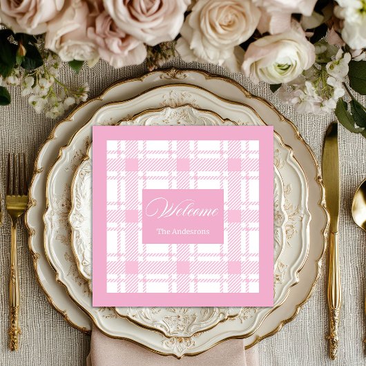 Personalisiertes Tartan Napkins Elegantes rosa Des Serviette