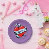 Personalisiertes Tätowierungs-Herz Pappteller (Party)