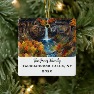 Personalisiertes Taughannock Falls, NY Weihnachten Keramikornament