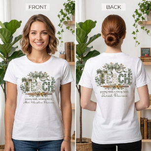 Personalisiertes TEACH Florales Zurück zur Schule T-Shirt