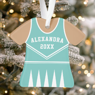 Personalisiertes Teal Cheerleader Uniform Ornament